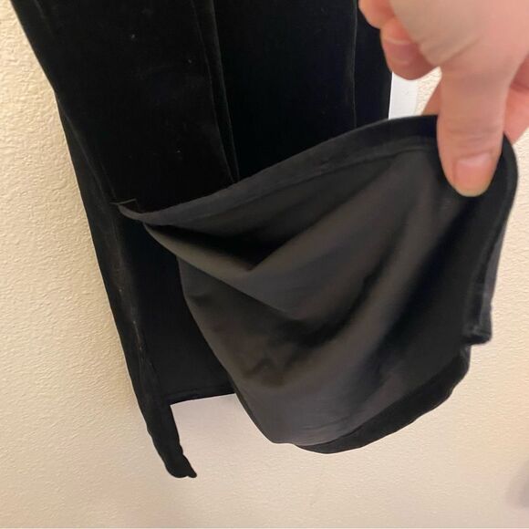 Express stretch Velour velvet black Lace Trim Slip Dress midi maxi side slit XS - Picture 7 of 10